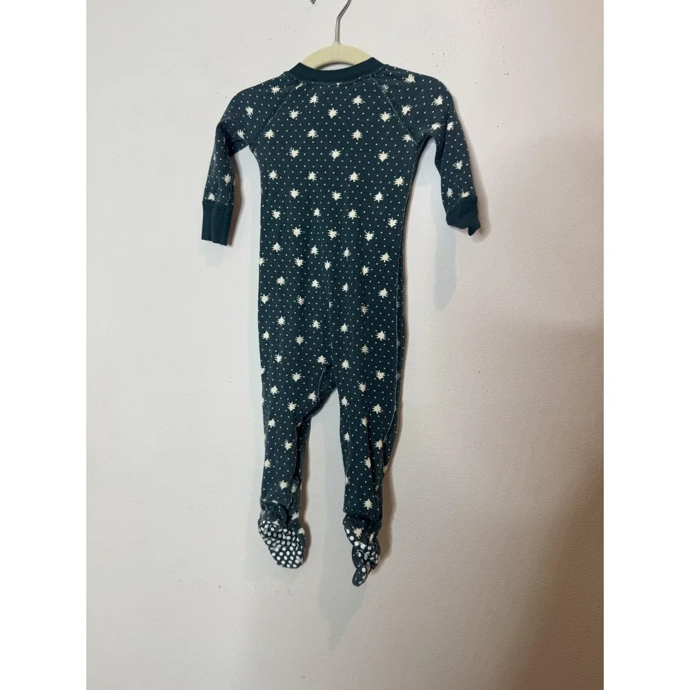 Hanna Andersson Footed Pajamas Baby Boys 6-12 Months Green Christmas Tree Zip